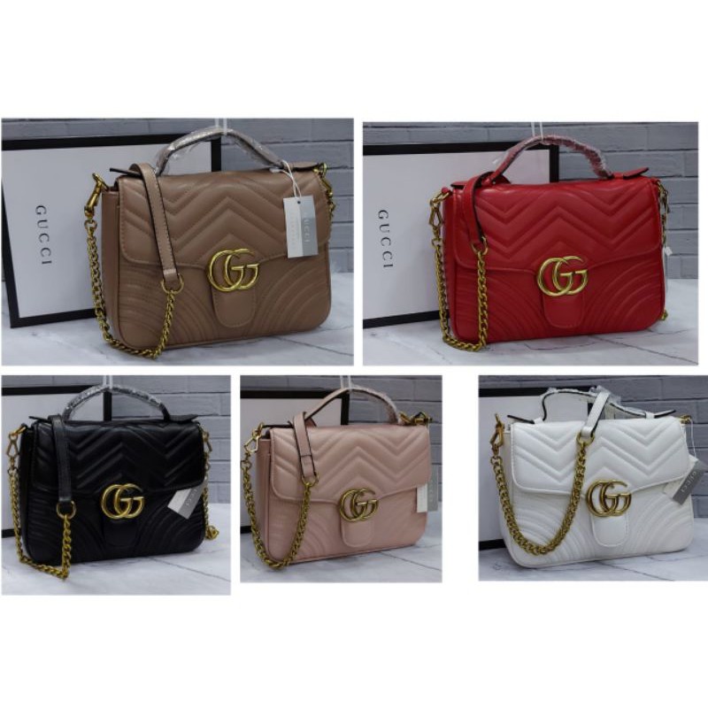 tas gucci marmont top handle with box/ tas wanita import