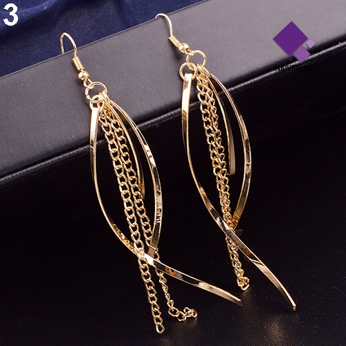 Naiveblue &gt; Anting Kait Gantung Rumbai Panjang Bahan Alloy Gaya Vintage Elegan Untuk Wanita