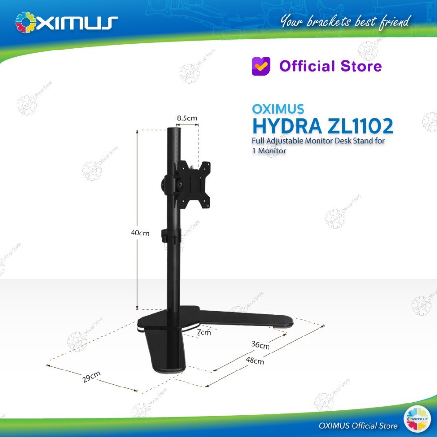 Bracket Meja LCD LED TV Monitor 13&quot; - 27&quot; OXIMUS HYDRA ZL1102 Desk Stand