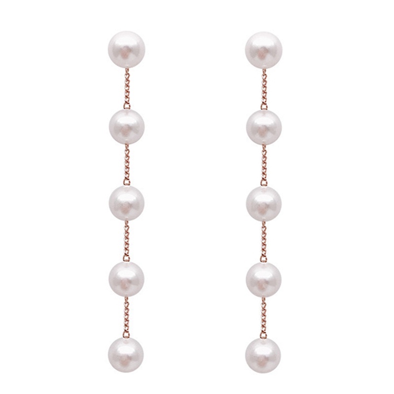 Anting Gantung Panjang Model Tetesan Air Dengan Rumbai Mutiara Natural Gaya Korea Jepang Untuk Wanita