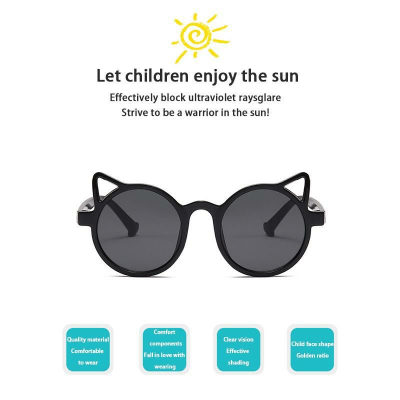 KACAMATA HITAM TELINGA KUCING KACAMATA ANAK ANTI RADIASI SINAR UV KACAMATA FASHION-8