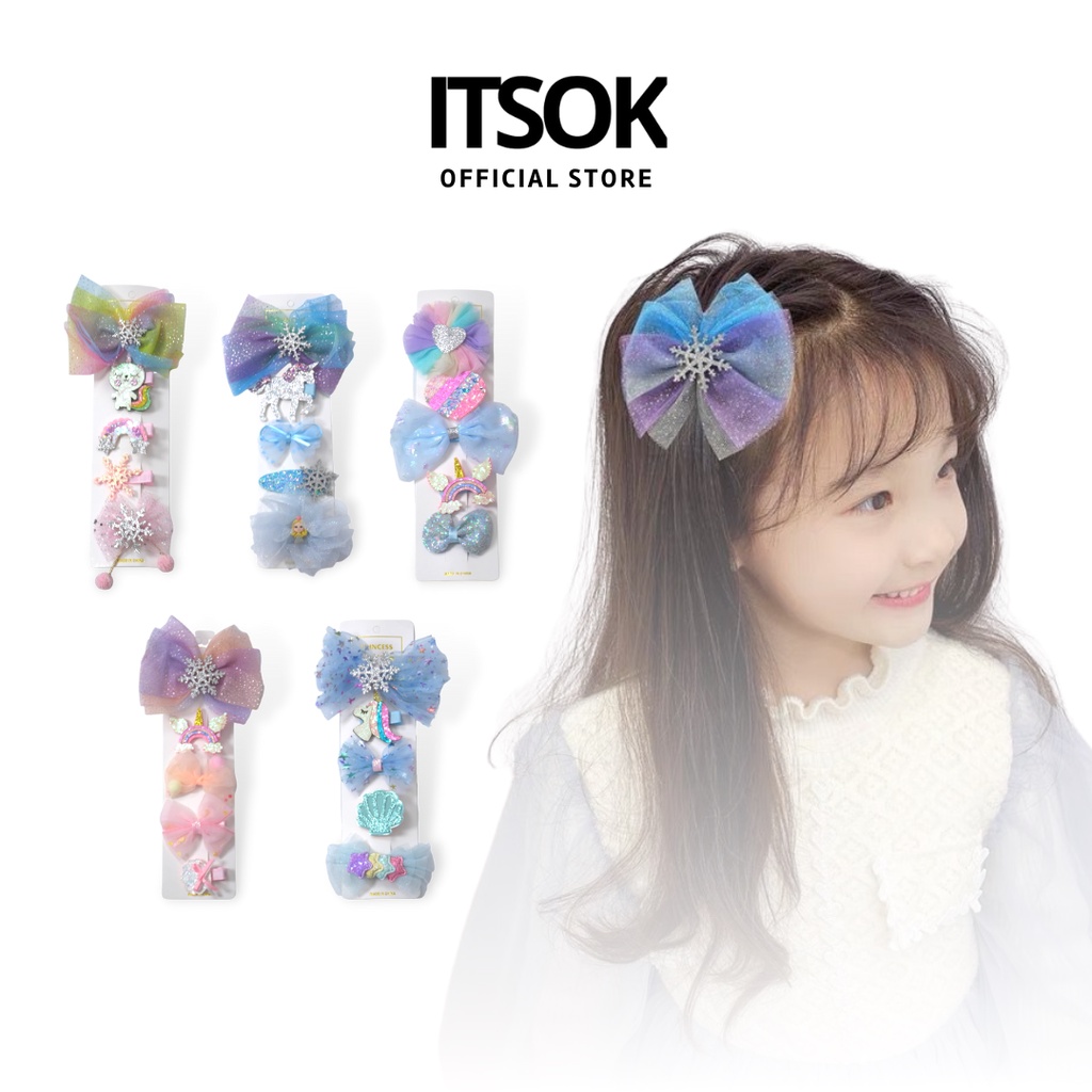 ITSOK JEPIT RAMBUT ANAK KOREA 1 SET(5PCS) / JEPITAN RAMBUT KOREA / HAIR CLIPS / JEPITAN LUCU/PIN RAMBUT/FASHION BAYI ANAK/AKSESORIS RAMBUT