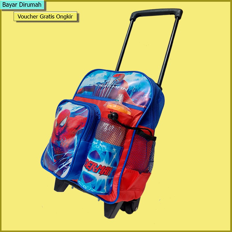 Tas Ransel Roda Anak Tas Troli Anak Cowok Cewek TK 2in1 Bisa Roda&amp;Ransel FREE BOTOLMINUM+JAM MAINAN