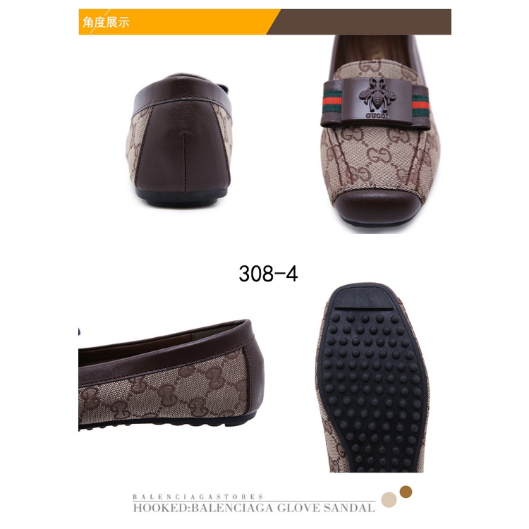 GG Canvas Logo Bee Flat Shoes #308-4