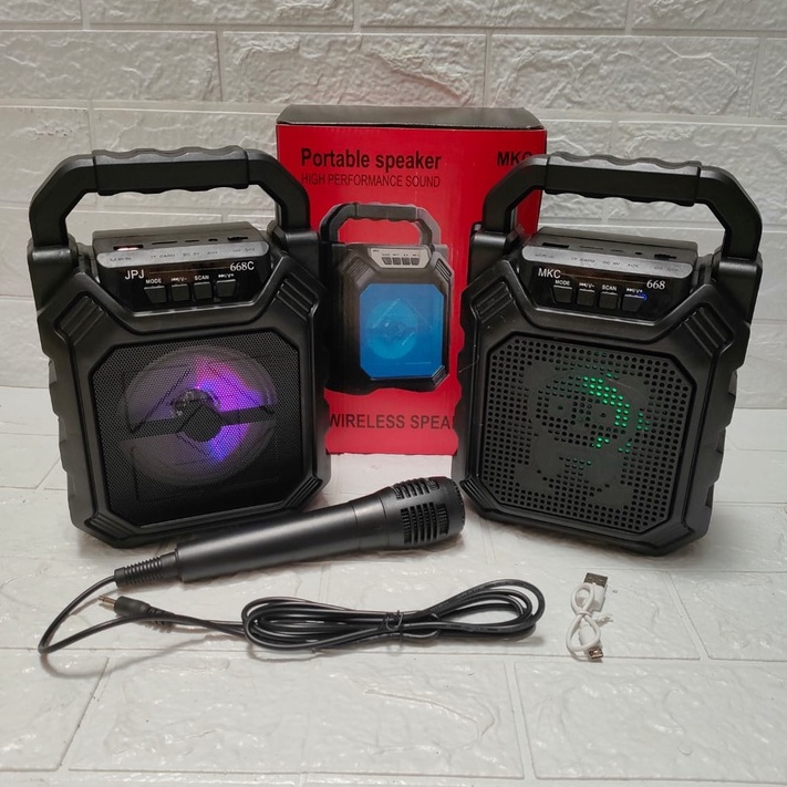 JPJ 668 Series Speaker Portable Bluetooth Karaoke Free Microphone