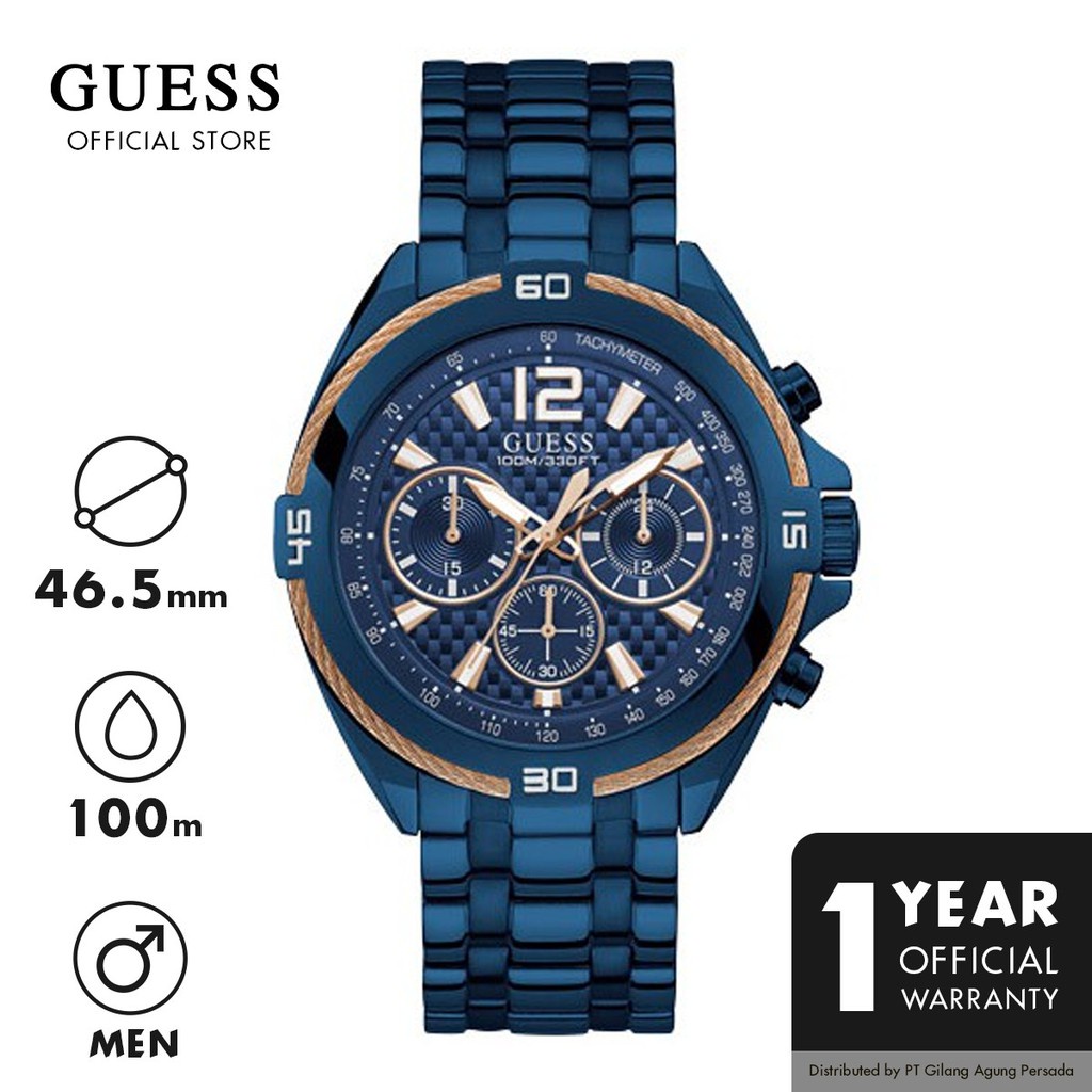 Guess Gents Watch Analog Blue Stainless Steel - W1258G3