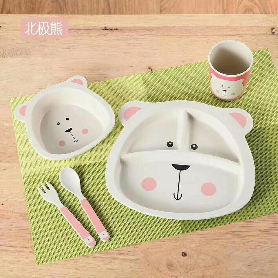 Eco Bamboo Fiber Feeding kids Set baby / Peralatan makan bayi / Piring set anak /piring bamboo bambu