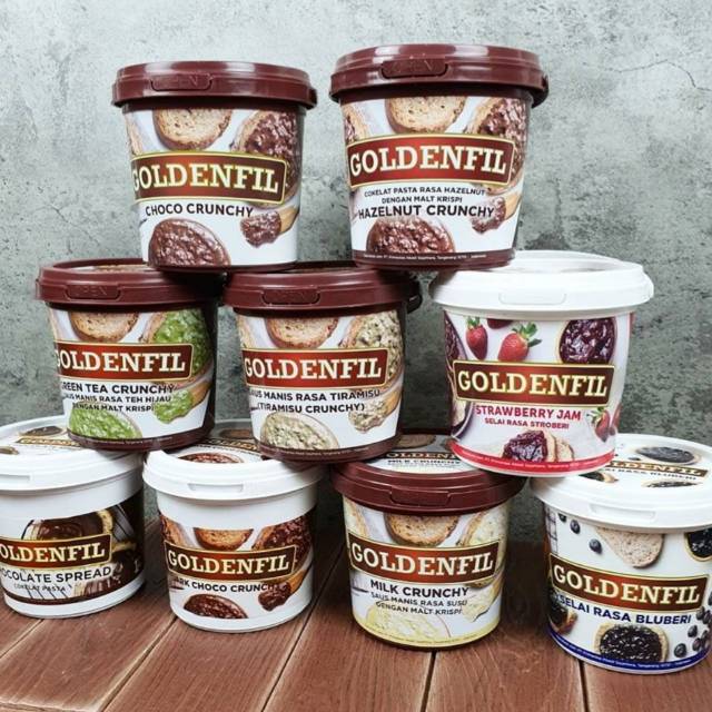 GOLDENFIL SELAI COKLAT CHOCO CRUNCHY GREENTEA HAZELNUT CHEESE BLUEBERRY STRAWBERRY TIRAMISU