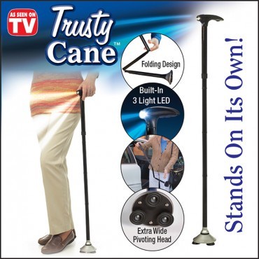 Trusty Cane Tongkat Lampu Lipat Orang Tua Multifungsi LED Portable New