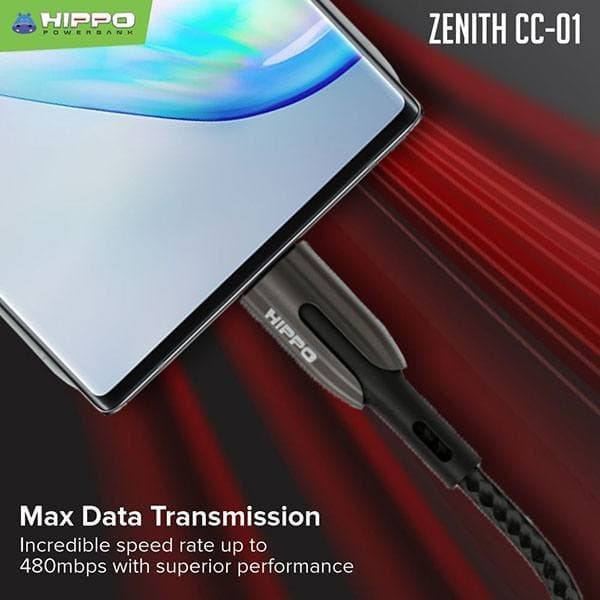 Hippo Zenith CC-01 Kabel Data TYPE C TO TYPE C 60W 5A Super Fast Charging Quick Charge Nylon Cable Tipe C