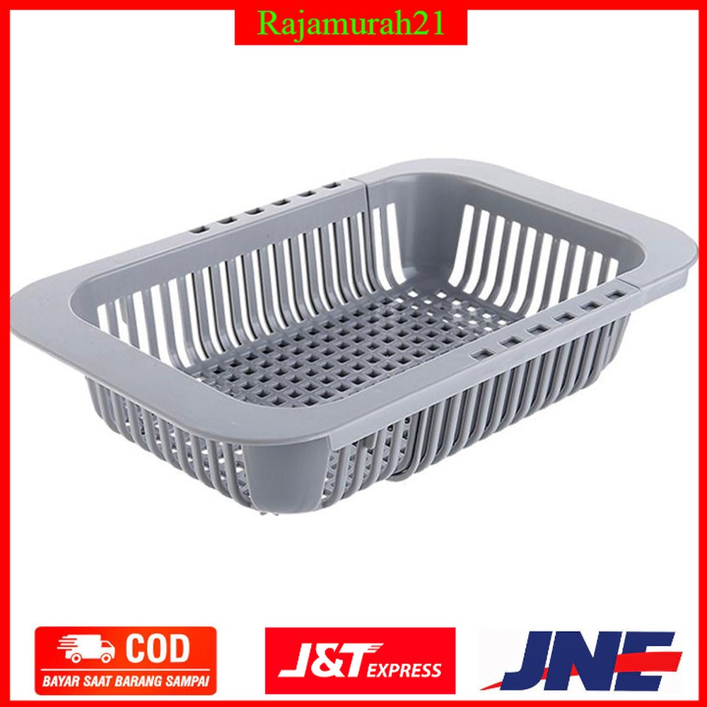 Rak Pengering Cuci Piring Retractable Kitchen Organizer Drain Basket - Gray