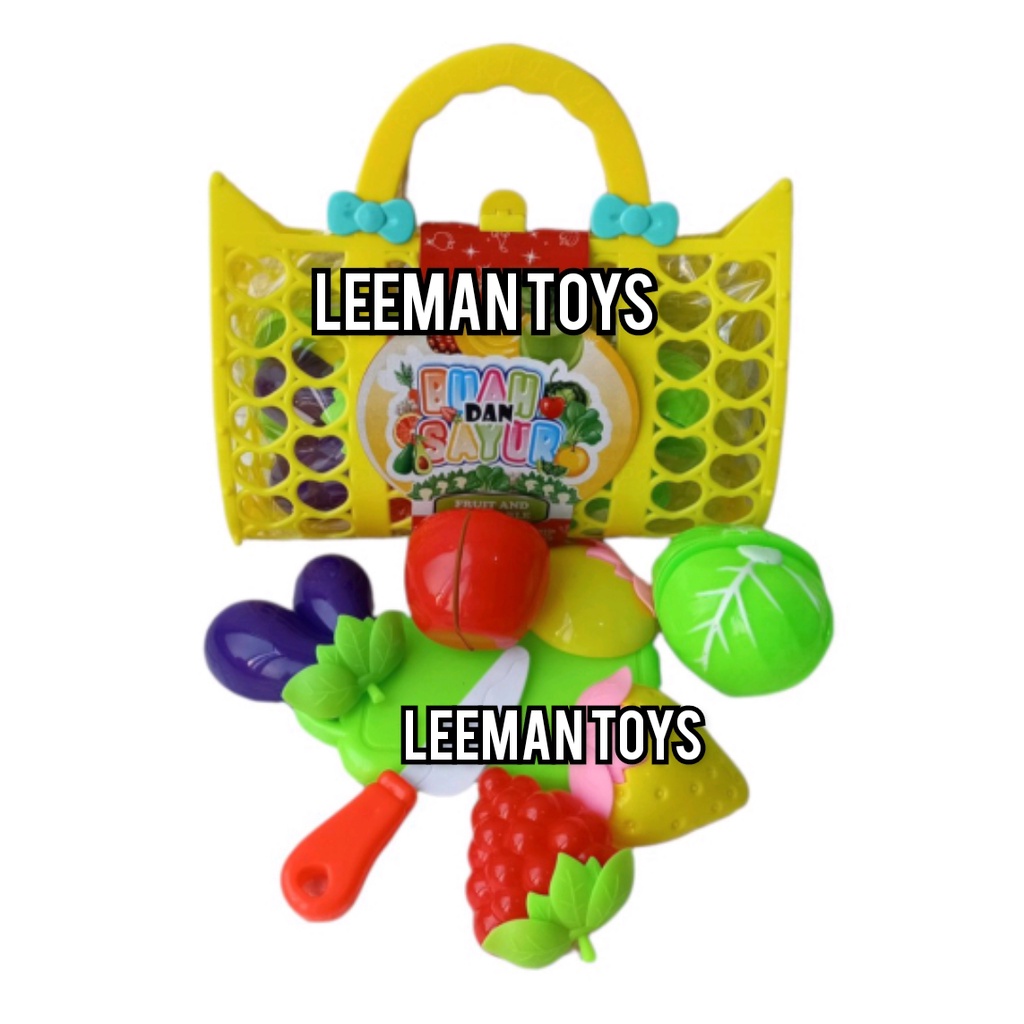 MAINAN ANAK EDUKASI TAS BELANJA BUAH - MAINAN ANAK KERANJANG MODEL TAS PLUS BUAH DAN SAYURAN