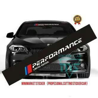 Stiker mobil kaca Depan PERFORMANCE with background hitam