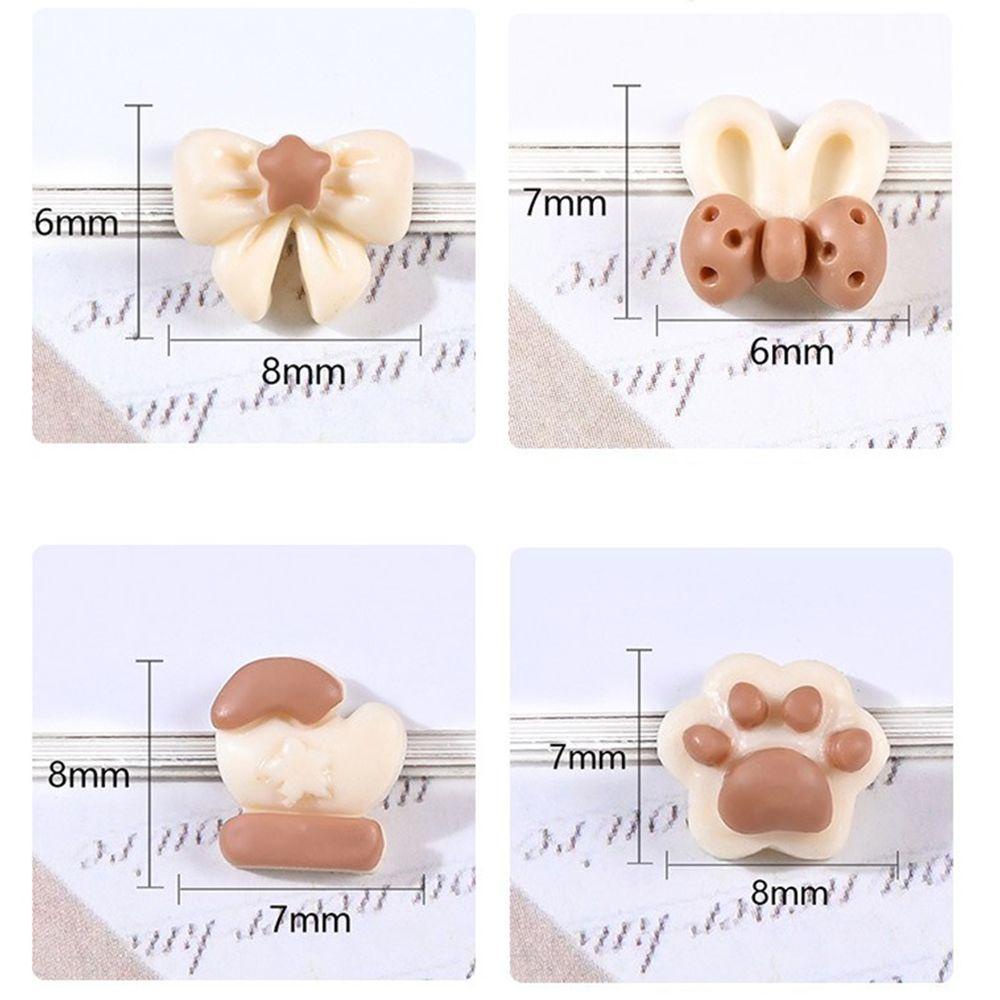 AUGUSTINA Agustin 3D Dekorasi Nail Art Kawaii Lucu Es Krim Ikatan Simpul Permen Dekorasi Telepon Bunny Manicure Aksesoris