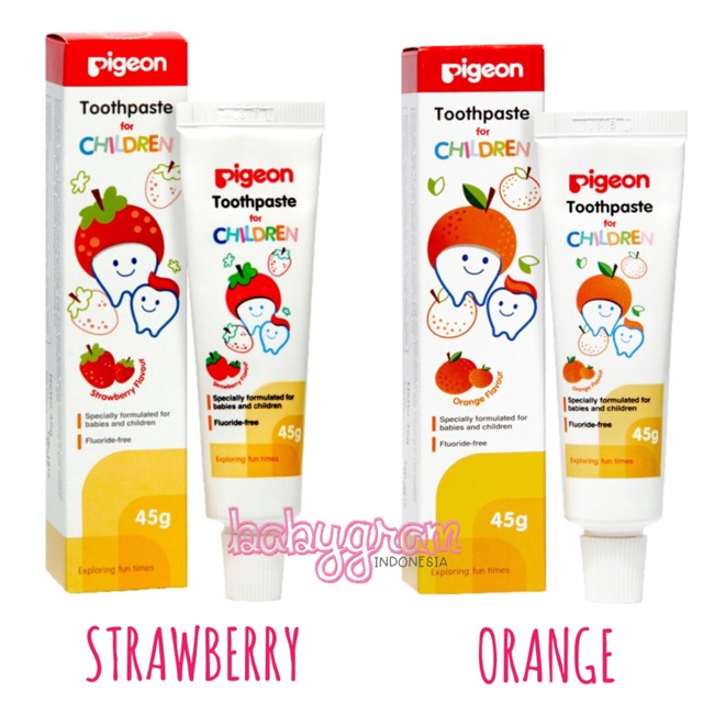 Pigeon Toothpaste 45 gr / Pasta Gigi Anak / Odol anak Strawberry Orange 45gr