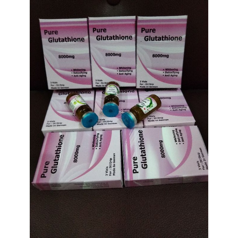 PURE GLUTATHIONE 8000MG TUTUP VIAL BIRU free vitamin C