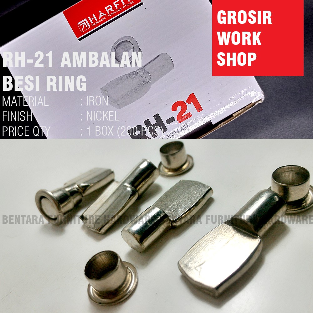 (Grosir) (200SET) Harfit RH-21 Ambalan Duplo Besi Ring Laki (Rak Kayu) - Shelf Support Fitting Huben