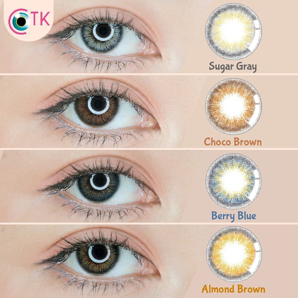 Softlens SWEETY MACARON DIA 14.50mm NORMAL &amp; MINUS SUGAR GREY CHOCO BROWN (-0.50 s/d -3.00) CTK/Lensa  Kontak/BS