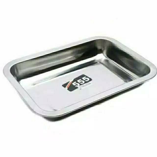 Nampan stainless persegi - Nampan baki - Wadah stainless ukuran 27x20cm
