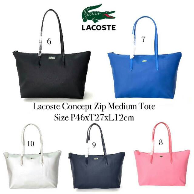 lacoste tas bag tote bag totebag coklat hitam black pink ori original