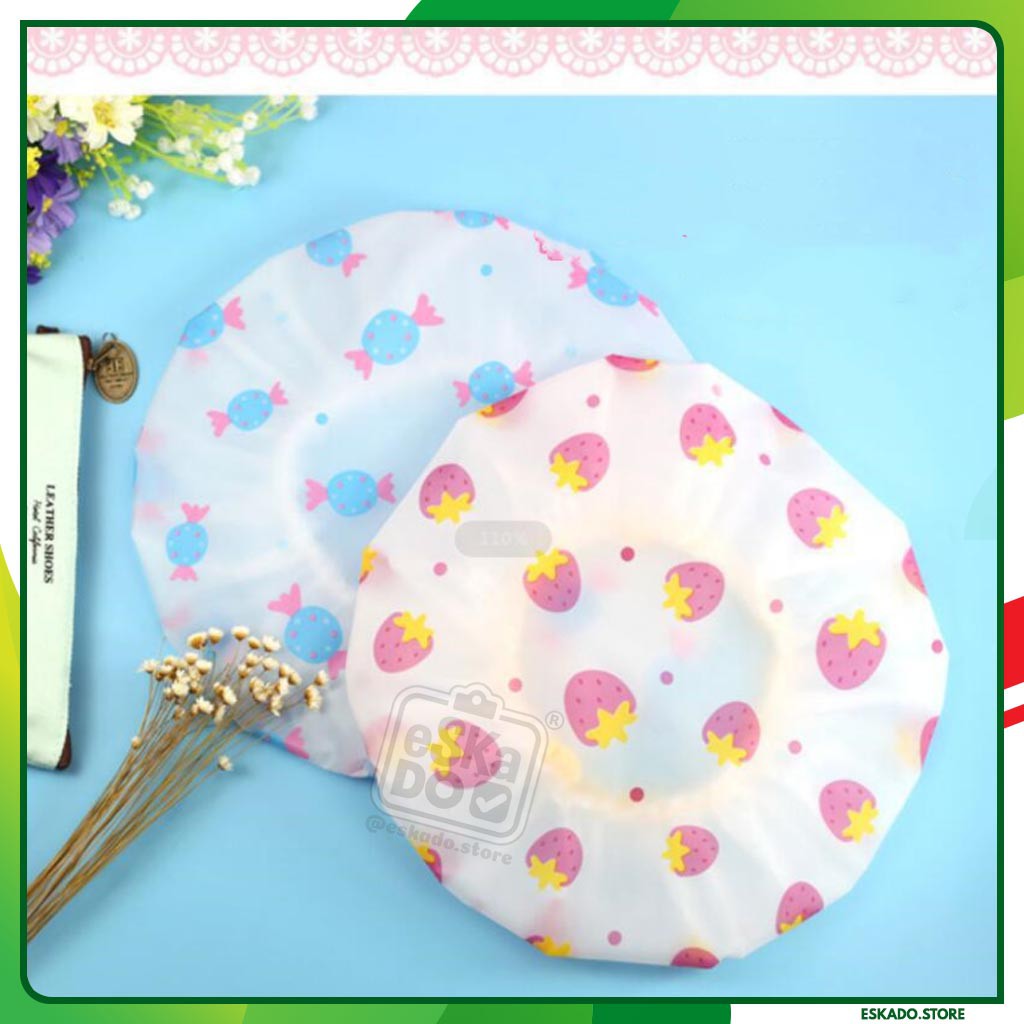 Shower Cap / Penutup Kepala Rambut Mandi Motif Lucu Remaja Dewasa