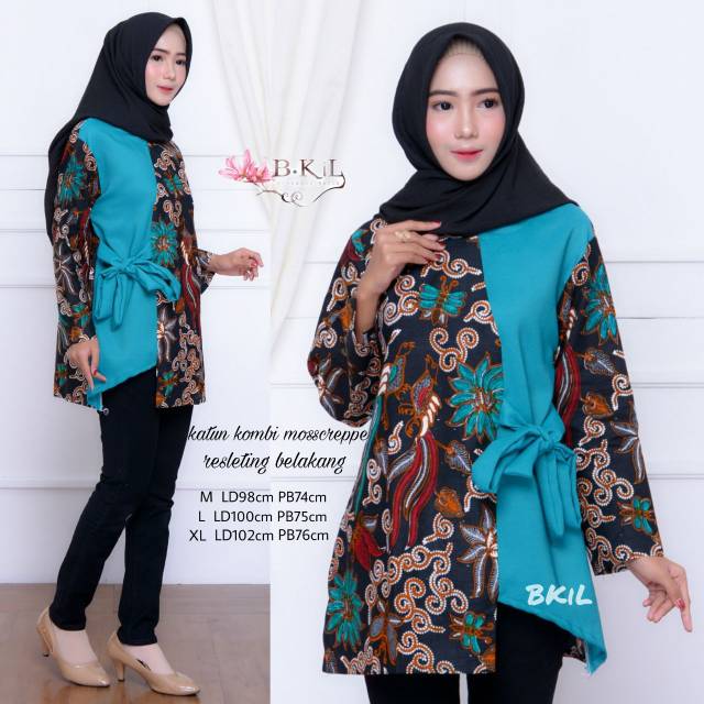 Blouse Batik Kombinasi Mosscrepe