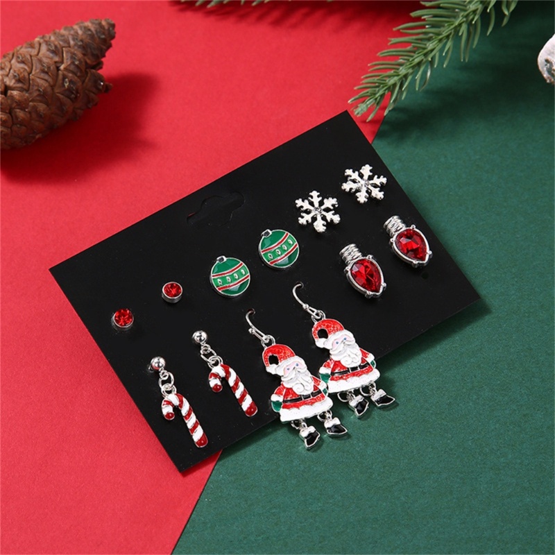 Zzz 6 Pasang / Set Anting Tusuk / Stud Bentuk Snowflake / Bulan Sabit / Bintang / Lampu Untuk Wanita