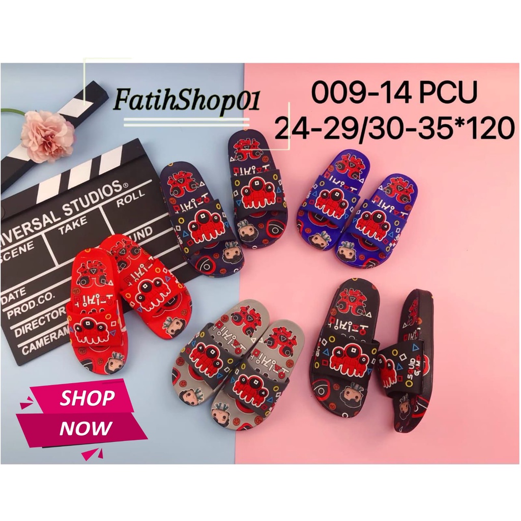 Sandal Selop Jelly Squid Game Anak laki-laki 009-14 (24-35) / Trendy kids /sandal slop anak-anak/sandal import