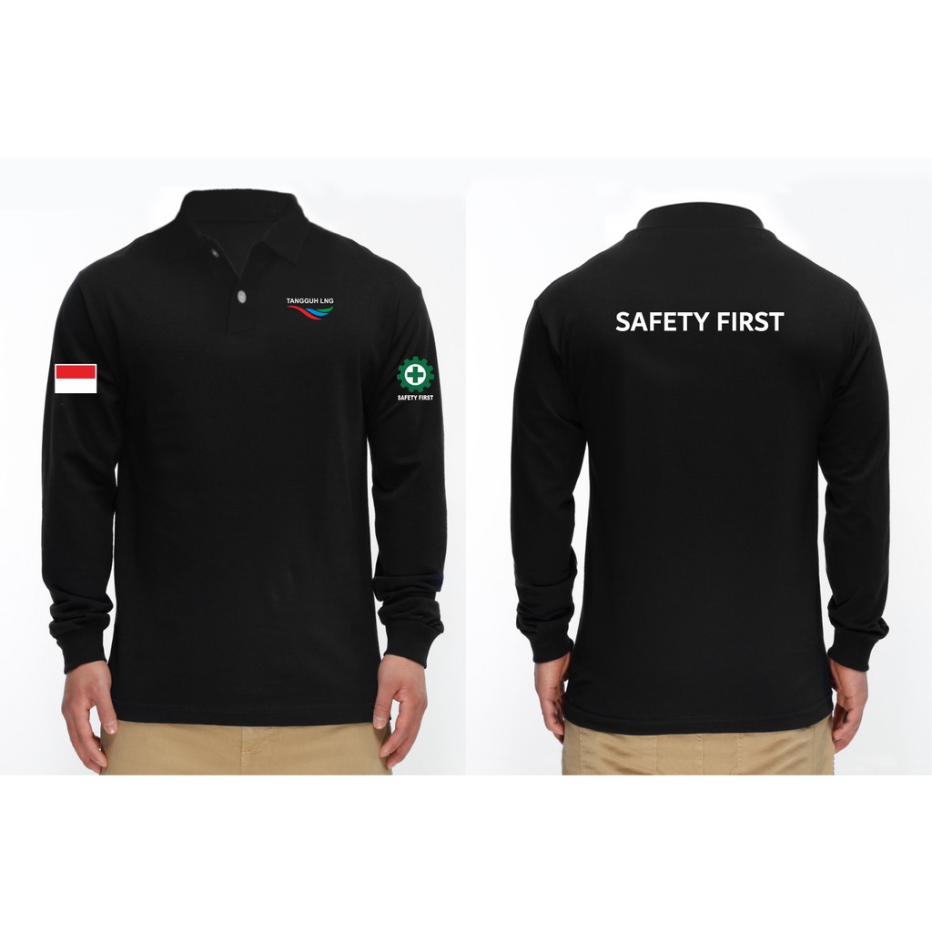 T-SHIRT KAOS TANGGUH LNG SAFETY FIRST LENGAN PANJANG BERKERAH