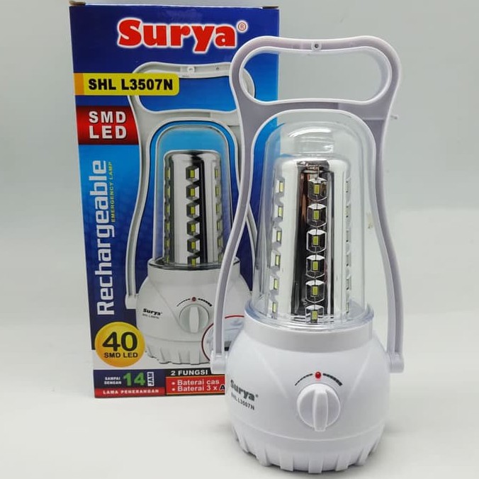 Surya Lampu Emergency Petromak SHL L3507N SMD 40 LED Light Led with Dimmer Switch Rechargeable