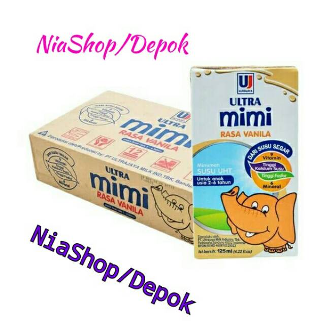 

Susu ultra Mimi rasa vanilla 125 ml isi 40 pcs