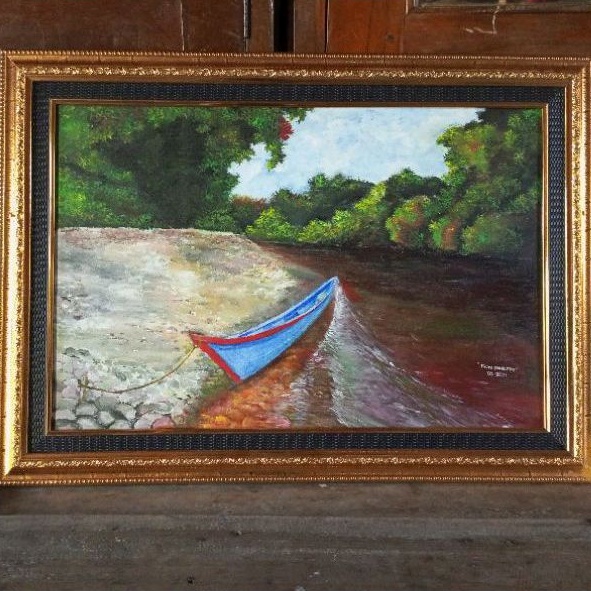lukisan pemandangan sungai