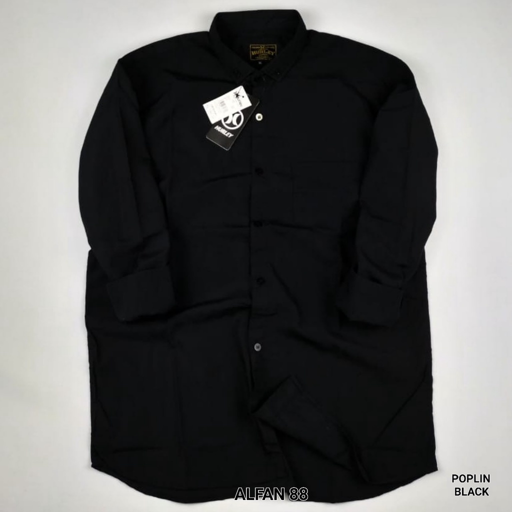 HURLEY Kemeja Pria Polos Lengan Panjang | Poplin Kahatex