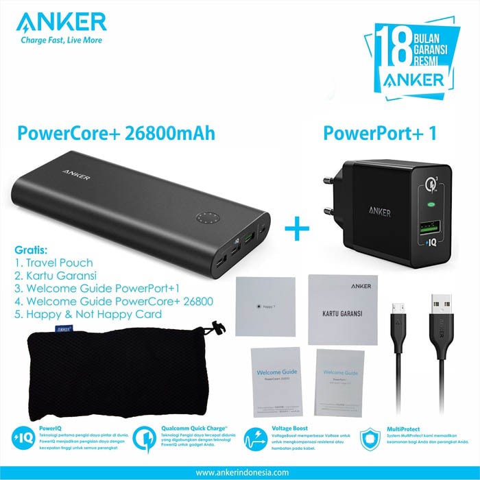 anker PowerCore+ 26800 And PowerPort+ 1 -Black