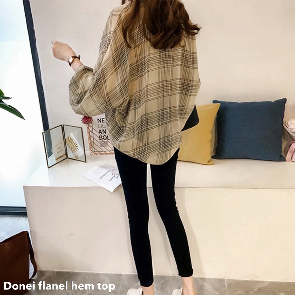 Donei flanel hem top - Thejanclothes