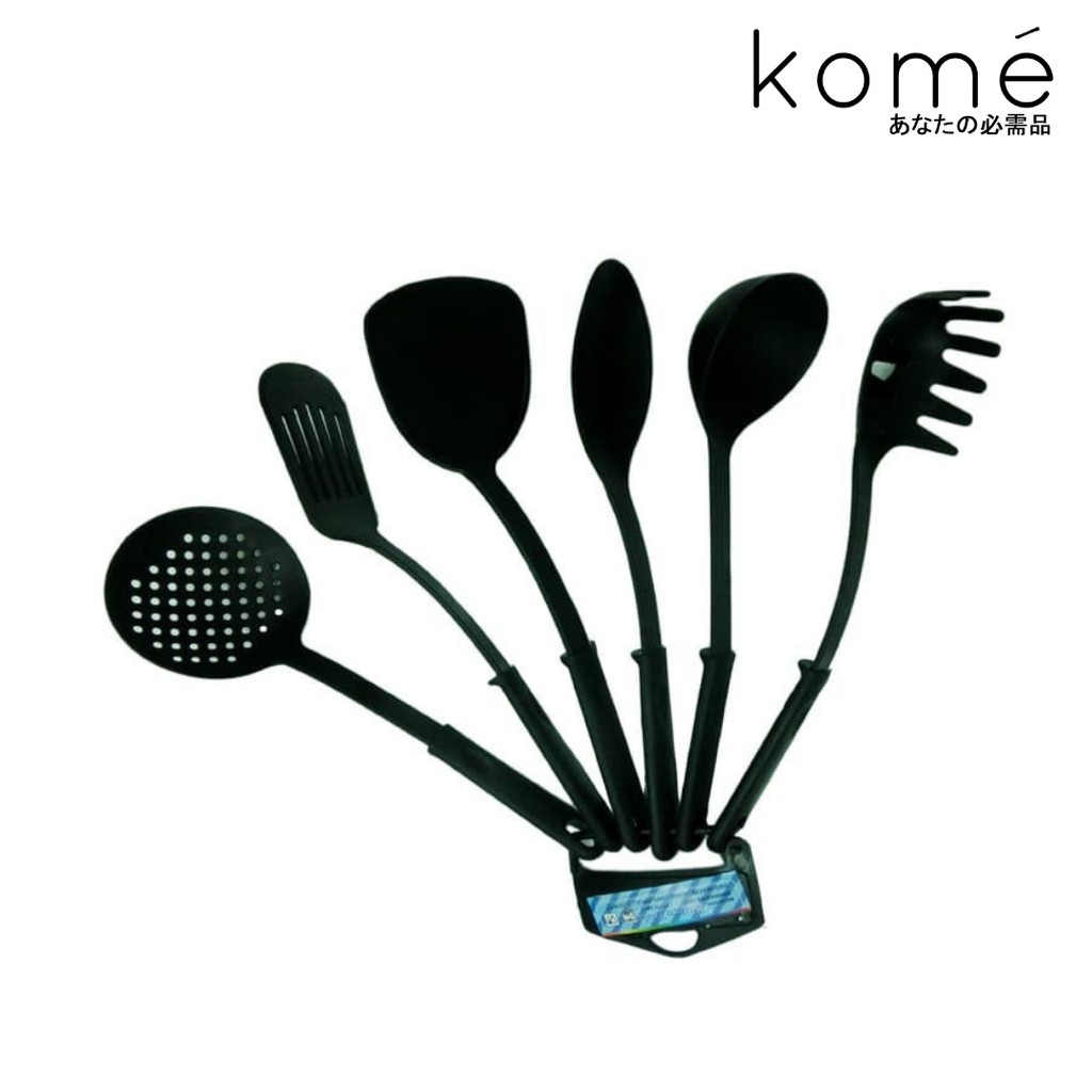 Alat Masak Spatula Set 6 - BLACK / Spatula Nylon Warna Hitam / Spatula Bagus Murah/ Spatula isi 6