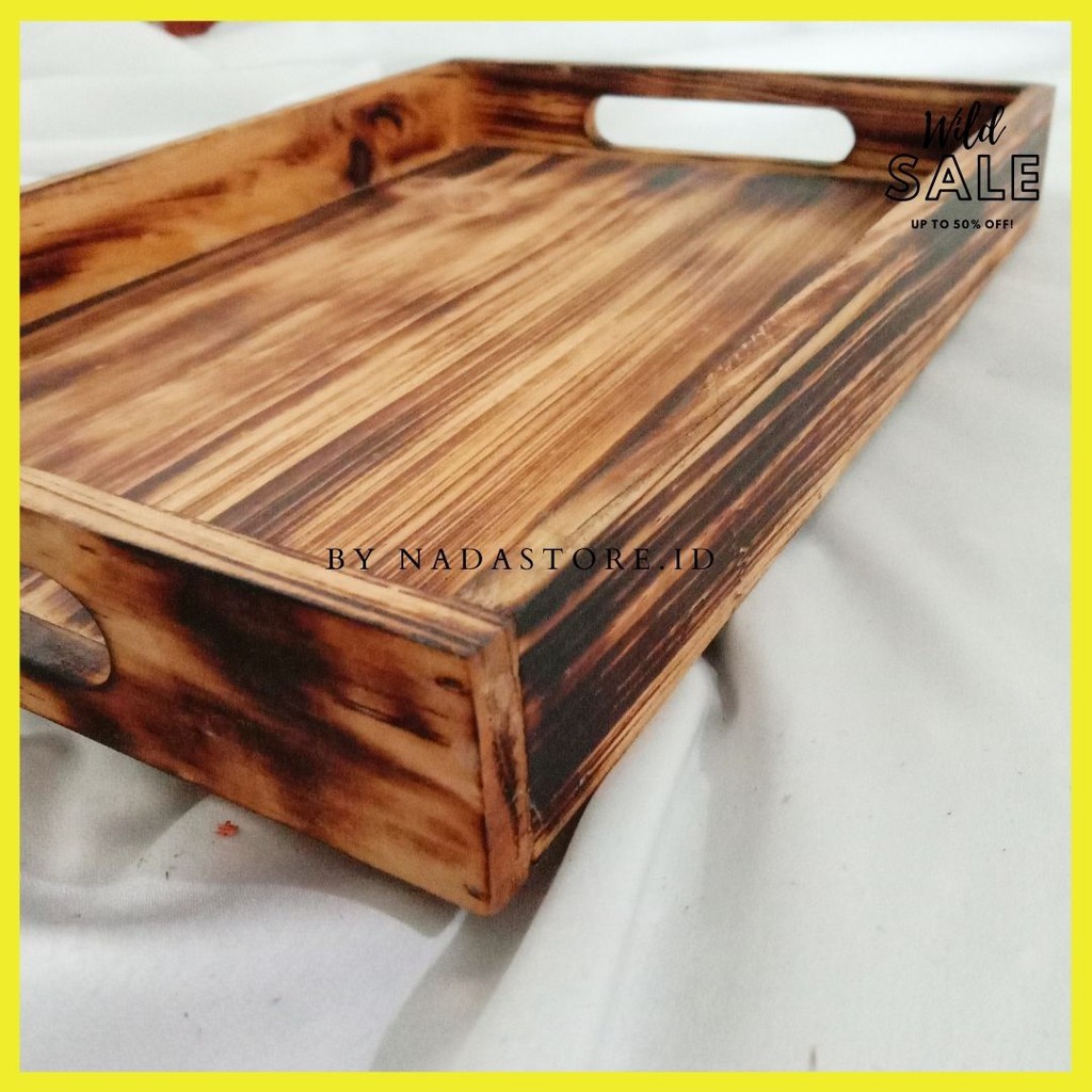 Serving Tray – Crafted from Fir Wood and with Two Handles W-015