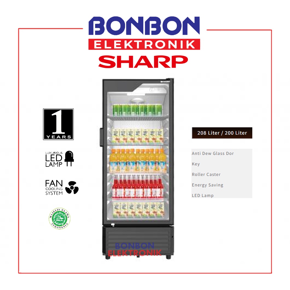 Sharp Showcase Display Cooler 200L SCH 210 FS / SCH210FS / SCH 210FS