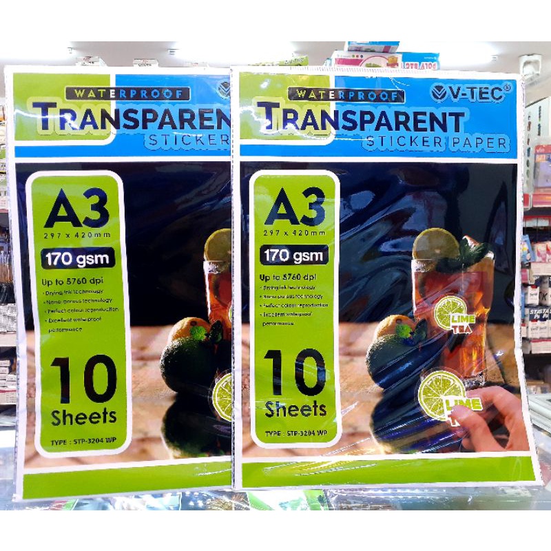 

V-TEC STICKER TRANSPARENT A3 170GSM