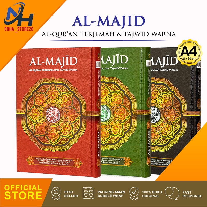 BEST PRODUK Al quran Mushaf Tajwid Warna  A5 Terjemah Al-Majid /Almajid/ Al Majid Original Qur'an Te