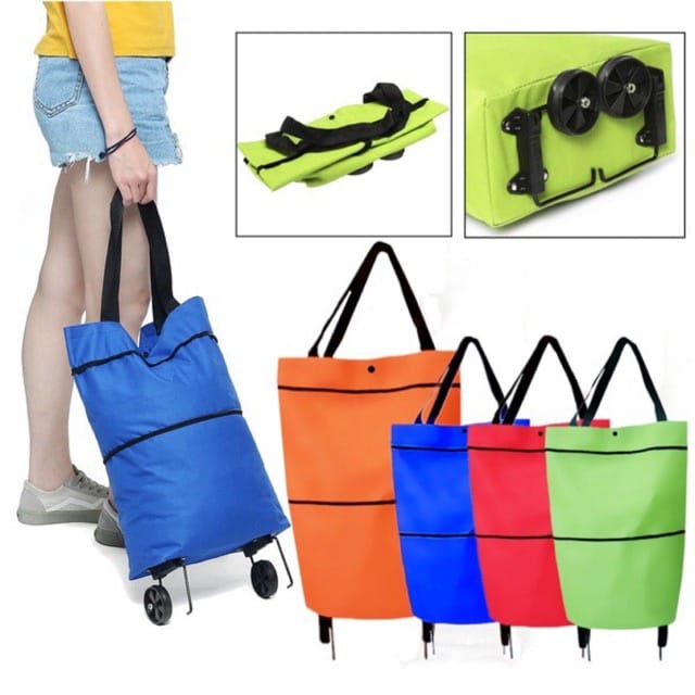 {DS} Tas Troli Tas Belanja Lipat Roda Serbaguna / Foldable Shoping Trolley Bag Kantong Keranjang