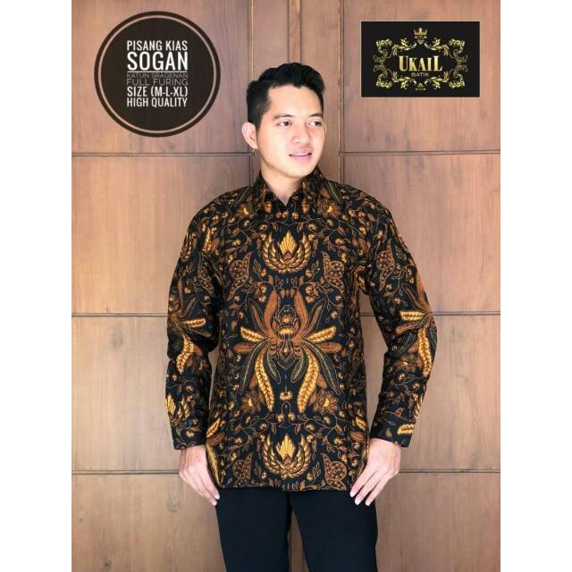 Batik Pria PISANG KIAS Sogan Asli Katun Sragenan Full Furing Murah