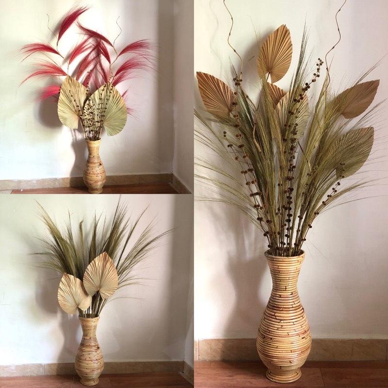 Jual Paket Dekorasi bunga kering dan vas 50cm / bunga rustic / dekorasi