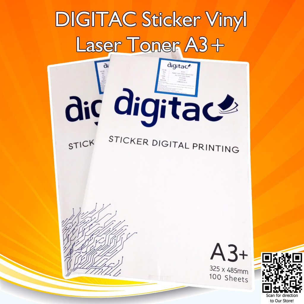 Sticker Vinyl Laser Toner Digital Print Cetak A3+ Ekonomis Stiker Bahan Plastik Anti Air Tidak Mudah Sobek