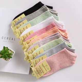 Kaos Kaki Motif Polos Korea Ankle Cute Semata Short Socks 