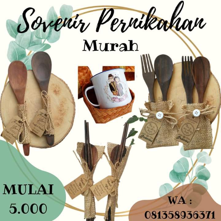 SOUVENIR PERNIKAHAN MURAH UNIK SENDOK GARPU TEMA RUSTIC GROSIR SEPAKET