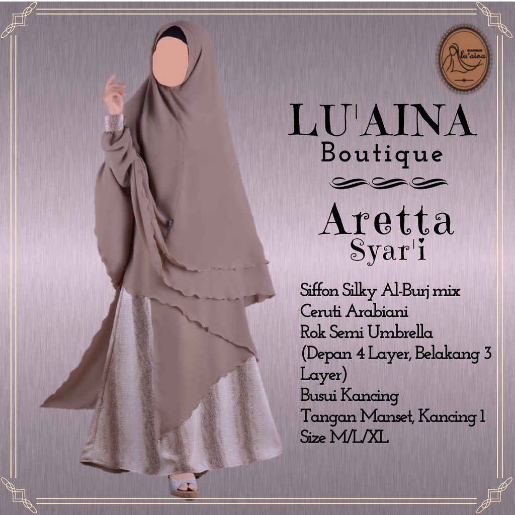 Gamis Set ARETTA SYARI hijab muslimah busui premium branded elegant original pesta terbaru