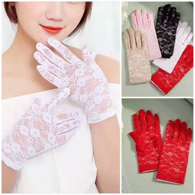 (SR-02) sarung tangan bahan lace sarung tangan pengantin