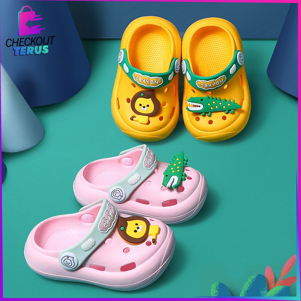 CT S39 Sandal Sepatu Anak Dengan Tali Belakang Bahan EVA Motif Dinosaurus Lucu Anti Slip Waterpoof Import Cute Slipper Baby Gemoy