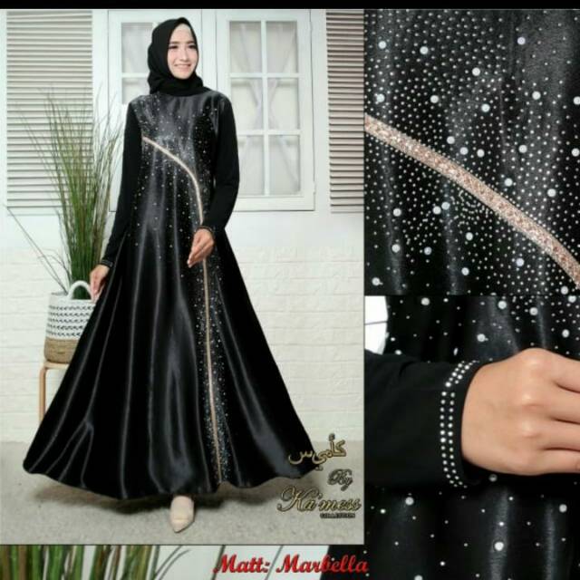 Gamis abaya zoya/satin marbela ori ka'mess